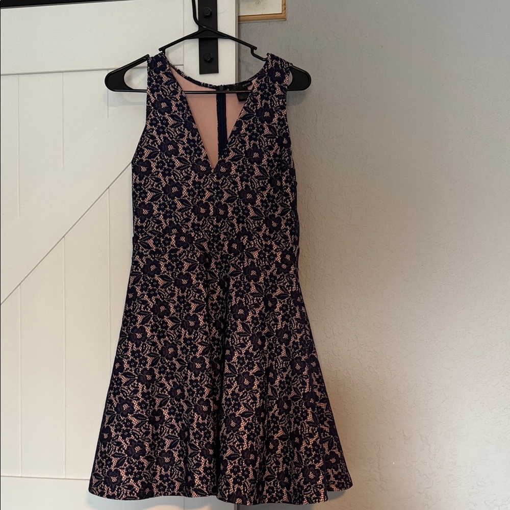 Aqua Black and Pink Lace Mini Dress